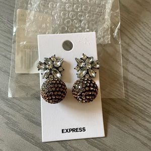 EXPRESS Flower Crystal Post Stone Ball Drop Earrings